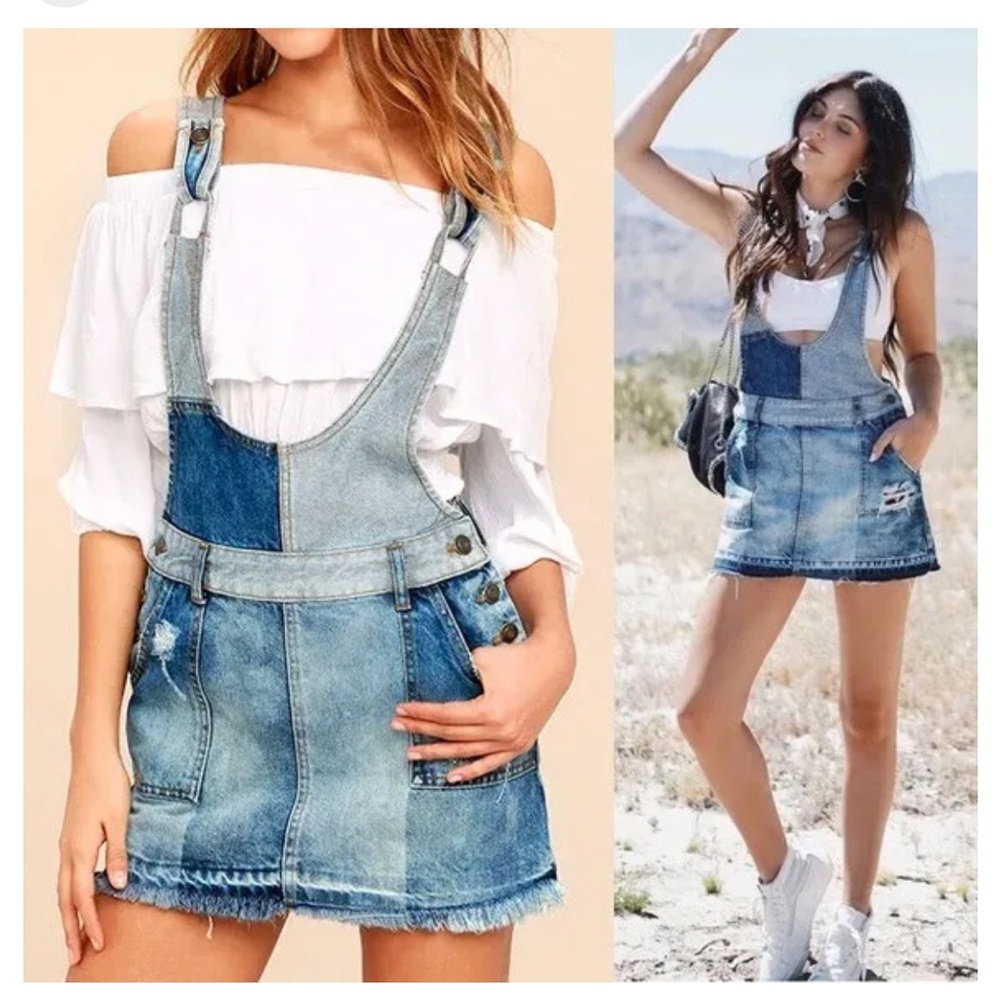 Free People Patchwork Overalls - image 1